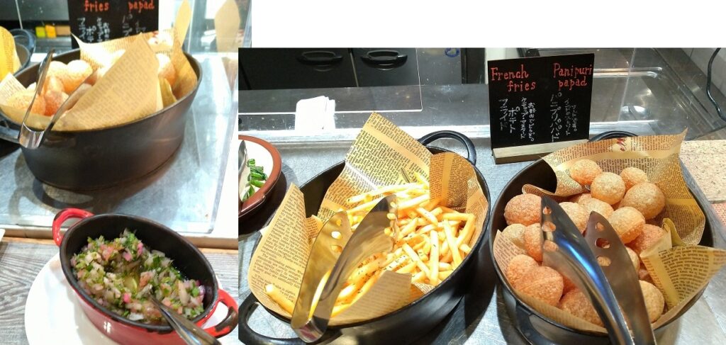 京都洋食　ムッシュいとう ランチビュッフェ、、ザロイヤルパークホテル京三条パニプリパパド、フライドポテト