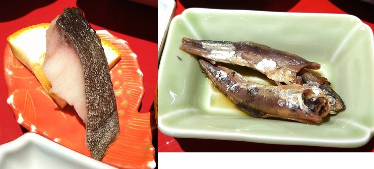 博多　魚蔵　天刺し御膳　鰆塩焼き、佃煮