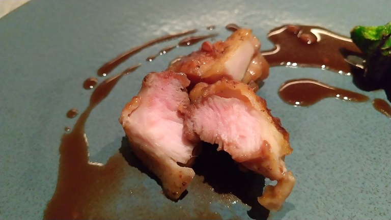 KYOTO GOJO ONO、THE BLOSSOM KYOTO、ディナーコース、super dinner course　丹波赤鶏の低温ロースト　金山寺味噌風味の赤ワインソース