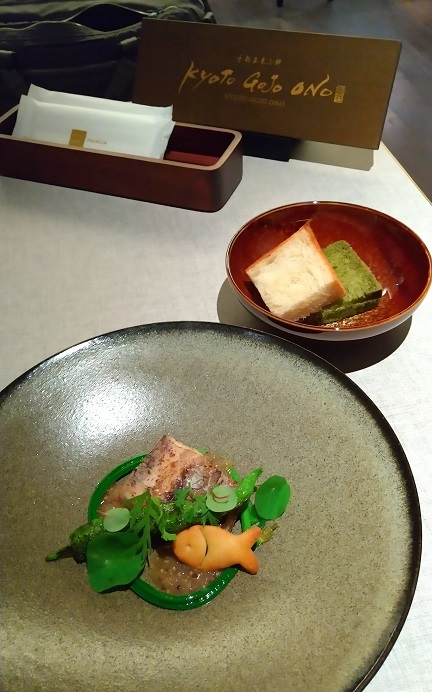 KYOTO GOJO ONO、THE BLOSSOM KYOTO、ディナーコース、super dinner course　太刀魚のロースト　マスタードソース